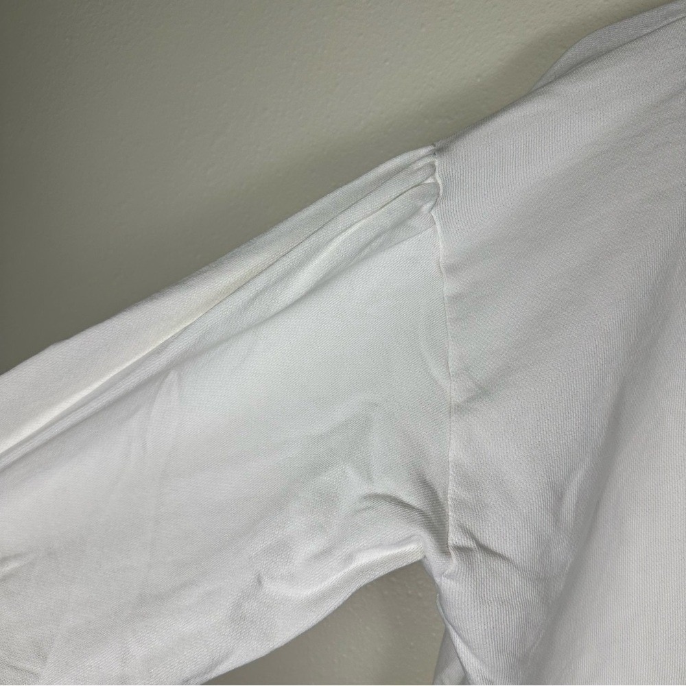 J. CREW Med Cottagecore Victorian French Terry Lace Trim White Crewneck Sweater - Picture 8 of 9